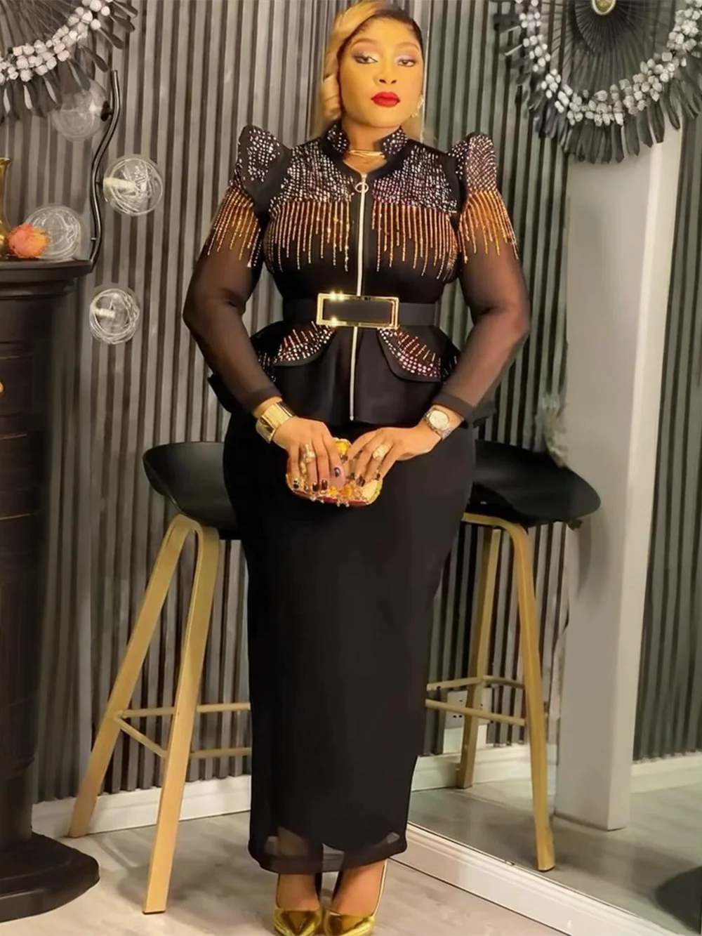 African Clothes for Women 2 PCS Sets Tops And Skirts Suits Dashiki Ankara Turkey Outfits Gown Plus Size Wedding Party Dresses