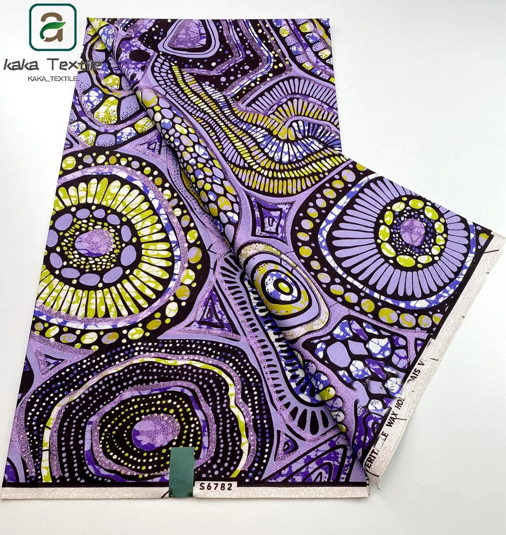 Soft Golden Glitter Grand Wax Fabric Cotton Ankara Golden Wax Flash Gold Print Batik Super Quality African Wax Fabric 6yards