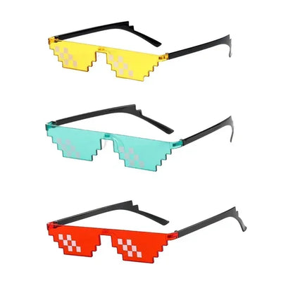 Design Funny Mosaic Sunglasses Thug Life Sun Glasses Pixel Black Retro Gamer Robot Sunglasses Birthday Party Cosplay Favors Mask