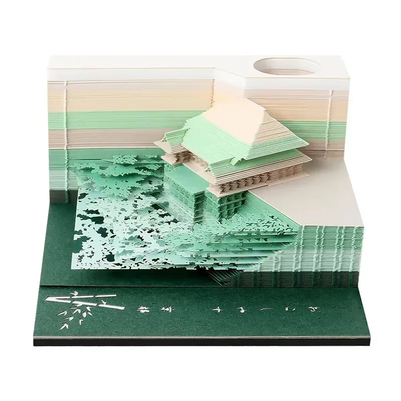 3D Treehouse Calendar Art Paper Sculpture Memo Pad Desktop Crafts Souvenirs Paper Carvings Sticky Notes Gifts Office Ornament