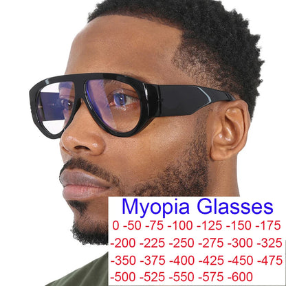 New Large Frame Luxury Myopia Glasses Anti Blue Light Oversized Pilot Fashion Eyeglasses Oval Clear Lens Short-sighted Eyewear