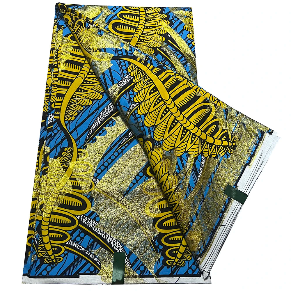 African Wax Prints Fabric Golden Wax Fabric High Quality Ankara Fabric for Party Dress New Grand Super 100% Cotton Y15, 6Yards