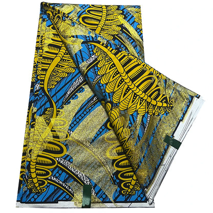 African Wax Prints Fabric Golden Wax Fabric High Quality Ankara Fabric for Party Dress New Grand Super 100% Cotton Y15, 6Yards