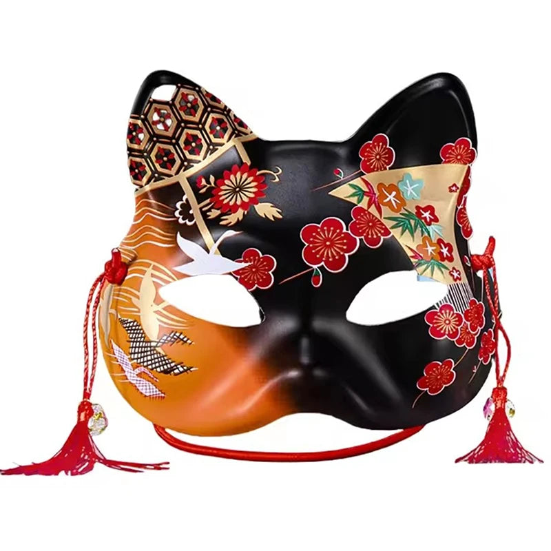 Cosplay Mask Handmade Half Face Mask Japanese Cat Mask Japanese-Style For Stage Performances Anime Cosplay