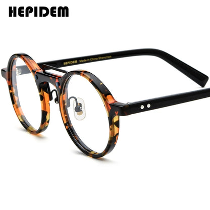 FONEX HEPIDEM Acetate Eyeglasses Frame Men 2025 New Small Round Brand Design Glasses Women Retro Vintage Eyewear Spectacles 9341