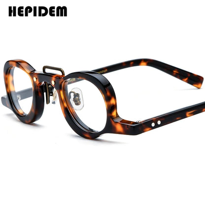 FONEX HEPIDEM Acetate Eyeglasses Frame Men 2025 New Small Round Brand Design Glasses Women Retro Vintage Eyewear Spectacles 9341