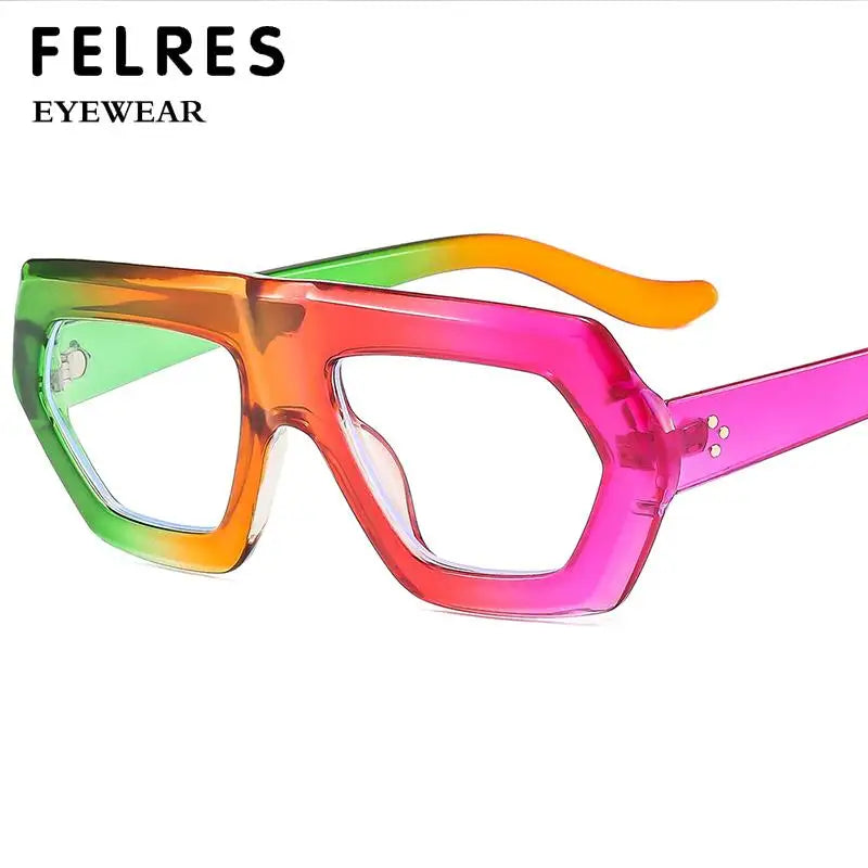 Womens Thick Frame Reading Glasses 2024 Anti Blue Light Fashion Designer Transparent Eyewear Finished Hyperopia Eyeglasses Hot