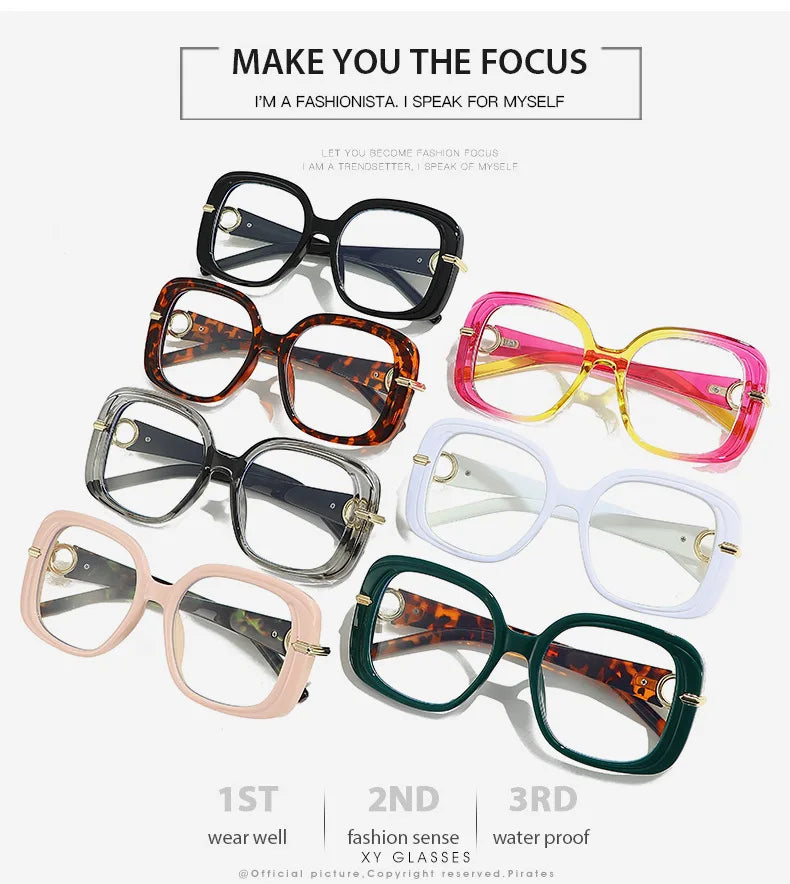 Square Large Anti Blue Light Reading Glasses Women Clear Lens Glasses Frames Finished Prescription Glasses Customized Diopter