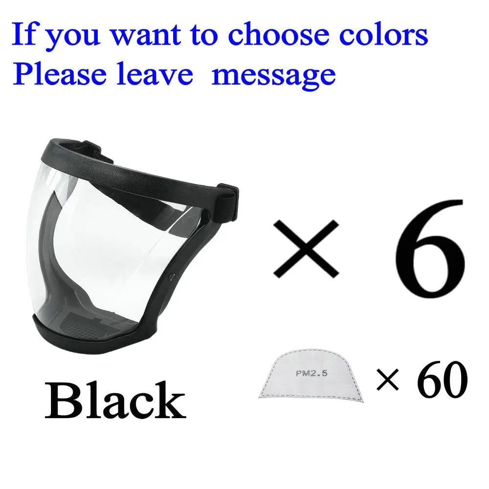 6 Colors Transparent Face Mask Full Face Shield Safety Glasses Eye Protection Windproof Dustproof Anti-splash Kitchen Tool New