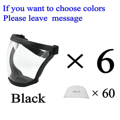 6 Colors Transparent Face Mask Full Face Shield Safety Glasses Eye Protection Windproof Dustproof Anti-splash Kitchen Tool New