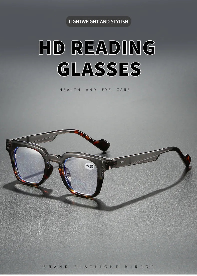 Stylish Square Frame Hyperopia Eyewear Men Anti Blue Light Reading Glasses Color Blocked Presbyopia Eyeglasses for Women