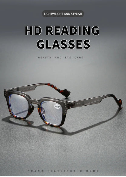 Stylish Square Frame Hyperopia Eyewear Men Anti Blue Light Reading Glasses Color Blocked Presbyopia Eyeglasses for Women