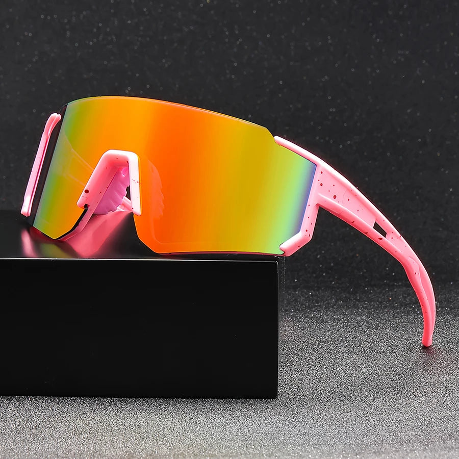 1 pair of large-frame trendy cycling sunglasses, suitable for both men and women, ideal for cycling, fishing, and running.