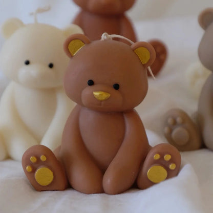 3D Sitting Brown Bear Scented Candle Handmade Cute Soy Wax Animal Aroma Candle Home Decor Unique Birthday Gift Party Ornaments