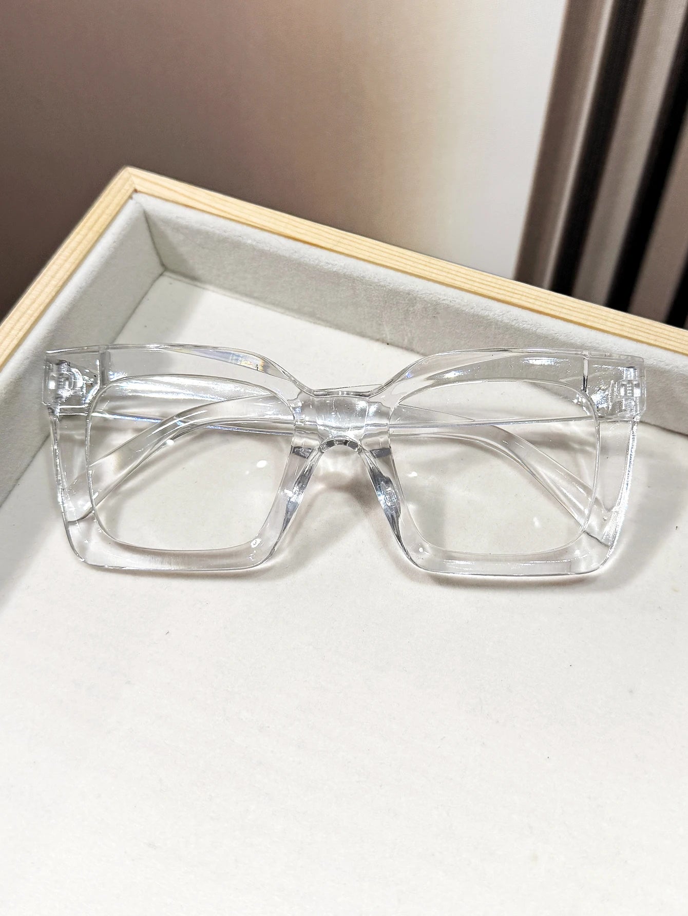 1Pc Women's Square Frame Tortoiseshell Color Glasses Transparent Lens Simple Classic Style Suitable for Daily Travel Photography