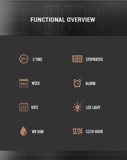 SKMEI Digital Electronic Large Dial Watch Fashion Sport Watches For Men Waterproof Quartz Wristwatch Alarm Clock Horloges Mannen