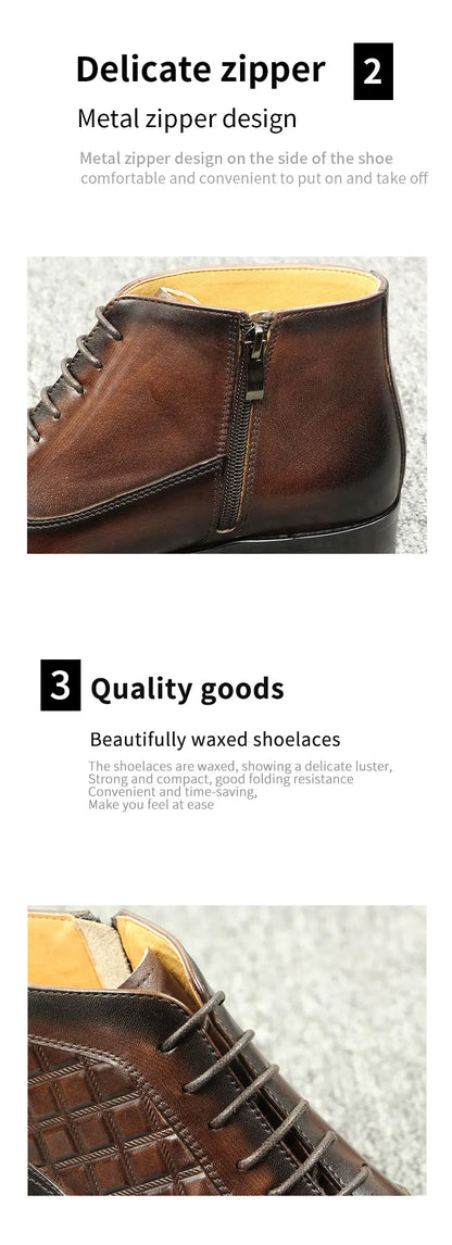 Luxury Men Boots Real Cowhide Leather Shoes For Successful Gentalman Suit Design Pure Handmade Fashion High Quality Male's Boots