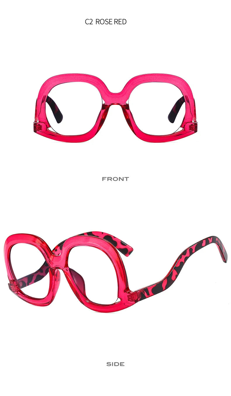 Fashion Unique Oval Blue Light Blocking Glasses Frame Women Large Colorful Gradient Eyeglasses Luxury Designer Reading Glasses
