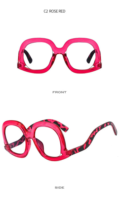 Fashion Unique Oval Blue Light Blocking Glasses Frame Women Large Colorful Gradient Eyeglasses Luxury Designer Reading Glasses