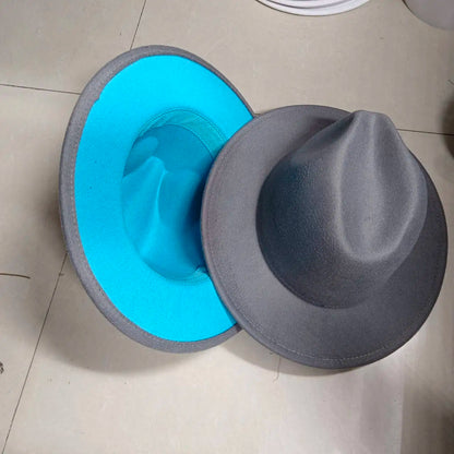Sombreros Fedora Hat Dual Color Classic Jazz Hat Soft Fedora Hat Classic Men's and Women's Blue Jazz sombreros