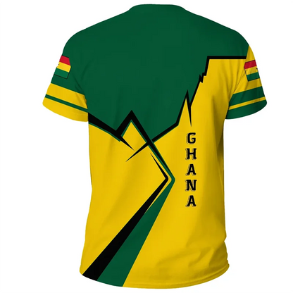 African Ghana T-shirt Fashion 3D Printed Coat Of Arms T Shirts For Men Casual Round Neck Tees Summer Sports Tops Short Sleeves