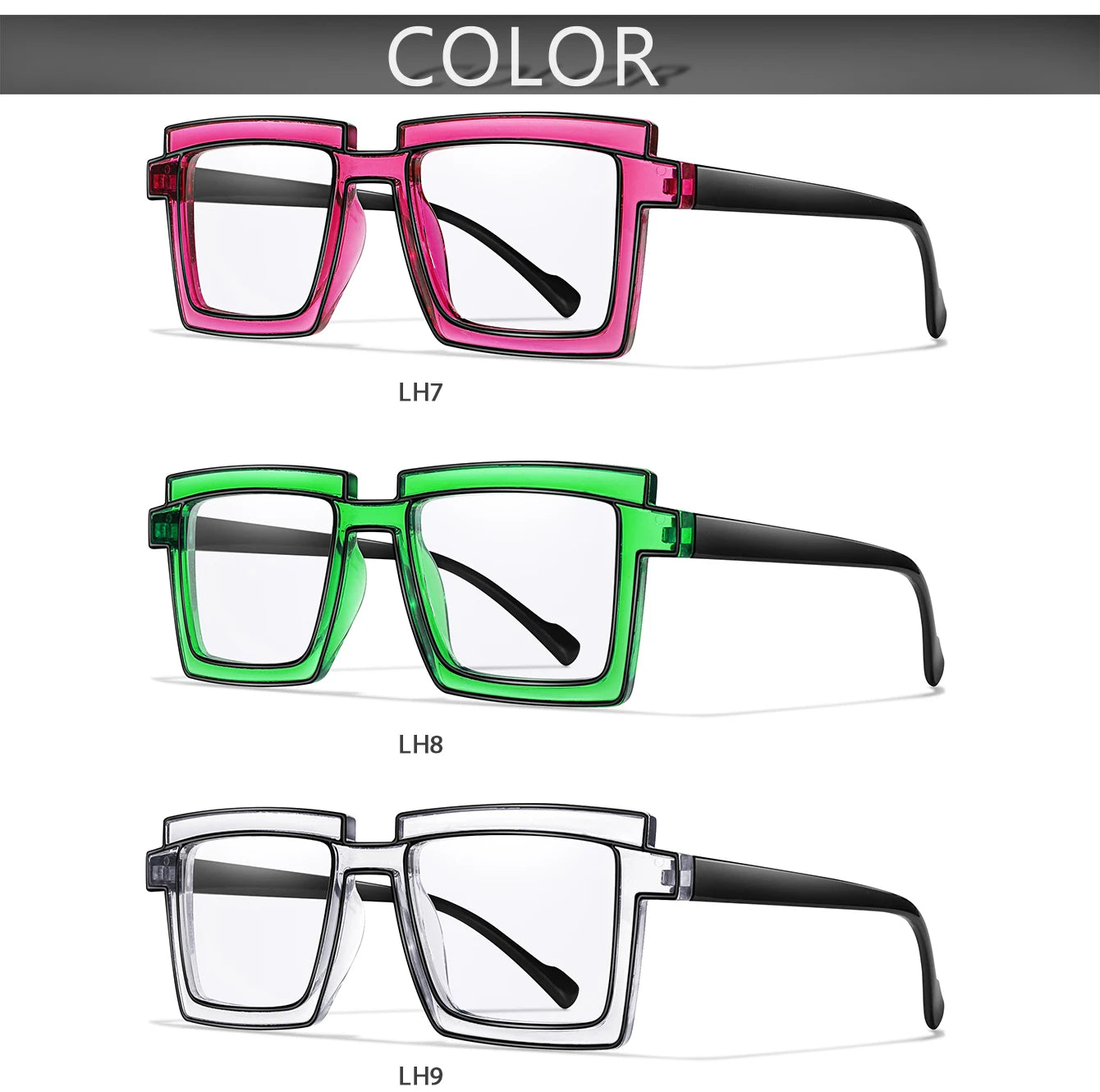 3 Pairs Oversize Reading Glasses Women Trendy Square Fashion Transparent Magnification Eyewear Presbyopic Glasses +150 +200