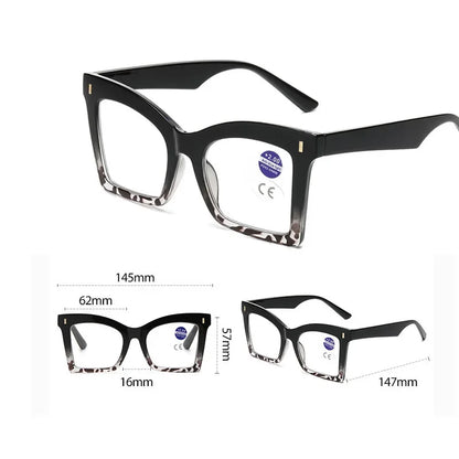 2025 New Style Reading Glasses for Women Fashion Men Oversized Square Prescription Glasses Large Frame Anti-blue Presbyopia