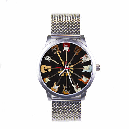 Logo Men's Watch Wife Musical Instrument Universal Watches Husband Family Pattern Guitar Clock Wristwatch DIY Dial