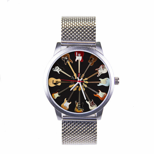Logo Men's Watch Wife Musical Instrument Universal Watches Husband Family Pattern Guitar Clock Wristwatch DIY Dial