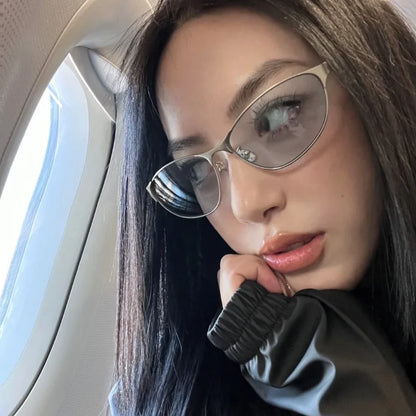 Y2k Sunglasses Women Men Cat Eye Designer Hot Girl Sun Glasses Steampunk Metal Frame Shades Uv400 Eyewear Eyeglasses 선글라스
