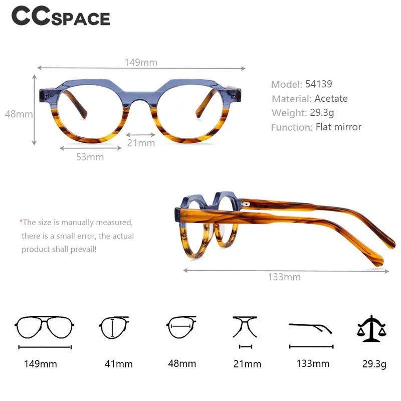 54139 Retro Acetate Optical Glasses Frames Men Women Two Color Splicing Fashion Eyeglasses