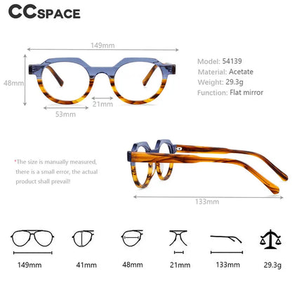 54139 Retro Acetate Optical Glasses Frames Men Women Two Color Splicing Fashion Eyeglasses