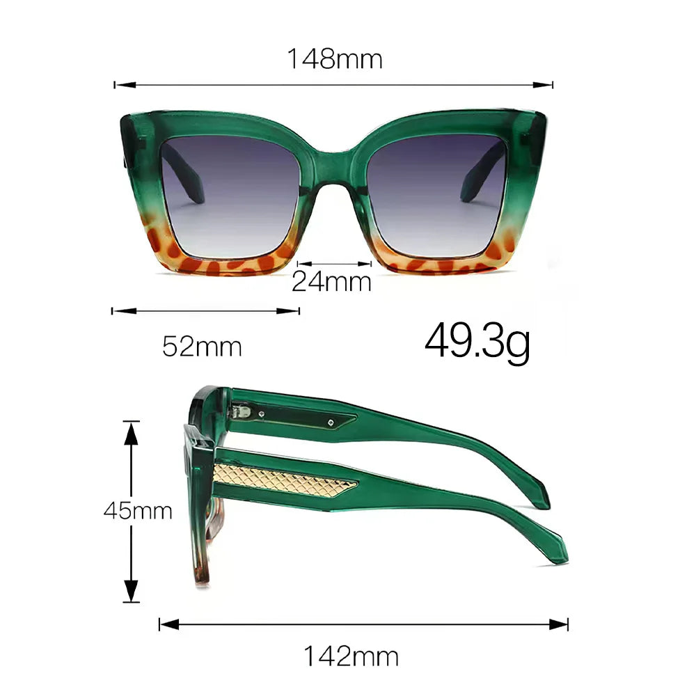 2025 New in Vintage Sunglasses for Women Fashion Square Frame Gradient Sunglasses with Golden Arrows for Women