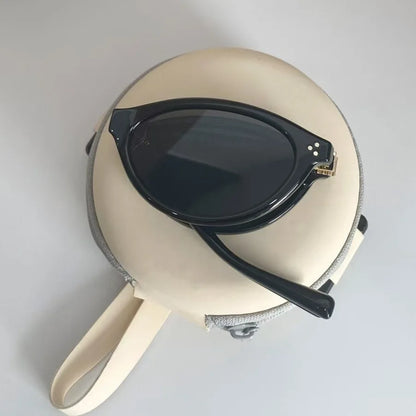 Retro Cat-Eye Foldable Sunglasses Portable Mini Pocket Shades with Case UV400 Protection Vintage Narrow Frame Sun Glasses