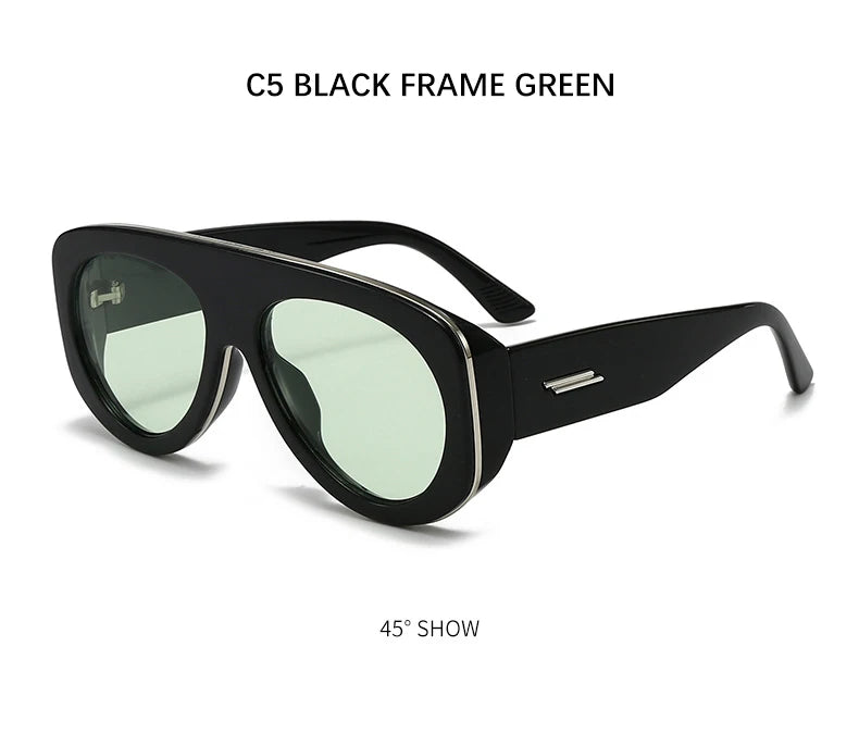 Oversized Oval Pilot Shield Sunglasses Women Big 2025 Luxury Brand Retro Y2K Punk Mirror Sun Glasses For Ladies Shades UV400