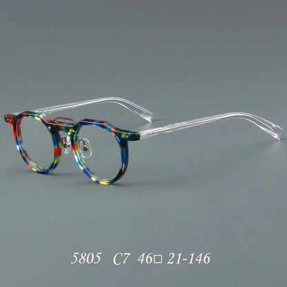 KSVEREN Vintage Acetate Frame Reading Glasses Men Women Fashion Round Rivet Optical Glasses Transparent Prescription Spectacles