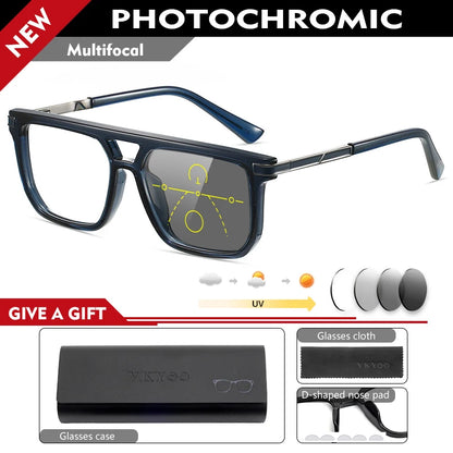 VICKI Mature Man's Double-barreled High-end TR Glasses - Customizable Prescription - Anti-blue Light Glasses Multifocal 84003