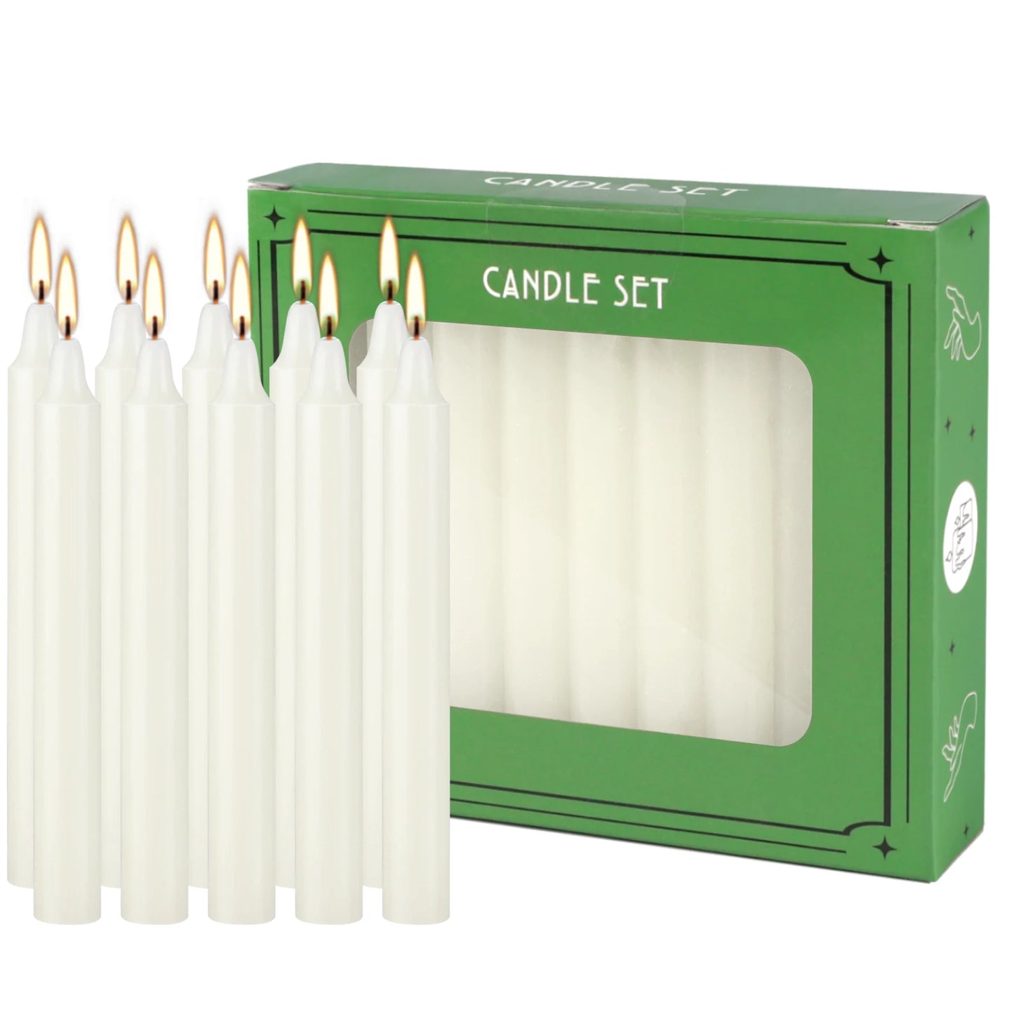 20 Ivory White 4-Inch Stick Candles, Drip-Free, Smokeless, Unscented, Household Dinner Candles, Hand-Poured, High-Quality, Suitable for Churches, Homes, Weddings, Parties, Seasonal Celebrations, Emergencies, and Home Decorati