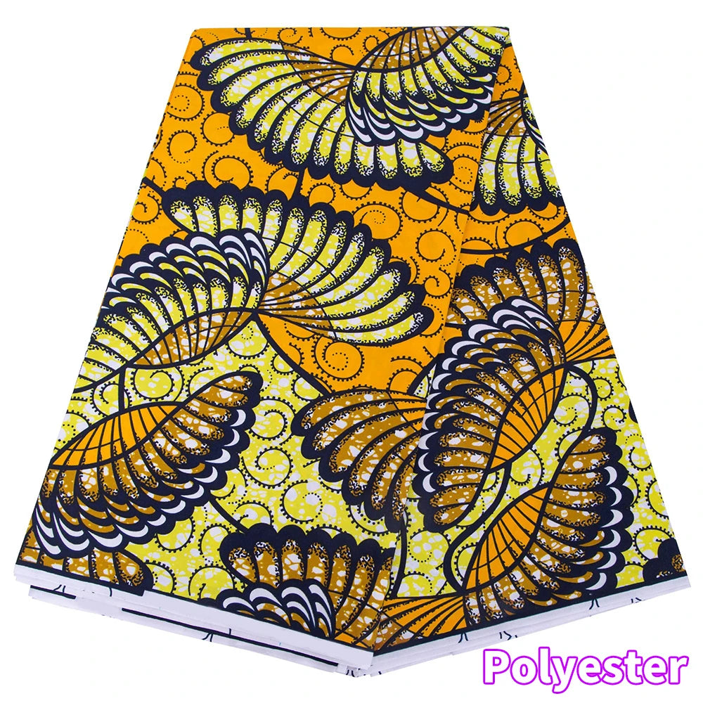 Veritablewax Fan Pattern African Fabric By the Yard Polyester Material For Handsewing High Quality Cloth for Party Dress A-27