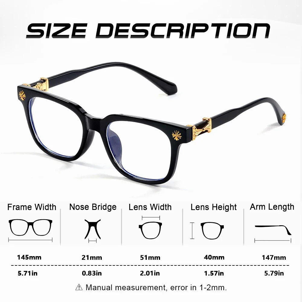 Classic 2Pcs Square Anti Blue Light Glasses For Men And Women Black & Transparent Frame Unisex Computer Wearing Women Glasses