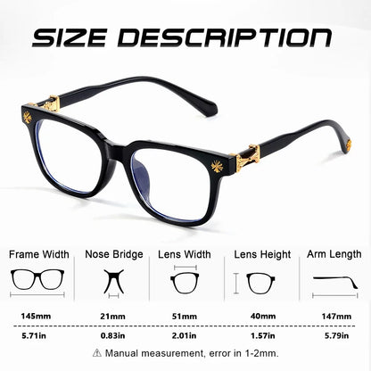 Classic 2Pcs Square Anti Blue Light Glasses For Men And Women Black & Transparent Frame Unisex Computer Wearing Women Glasses