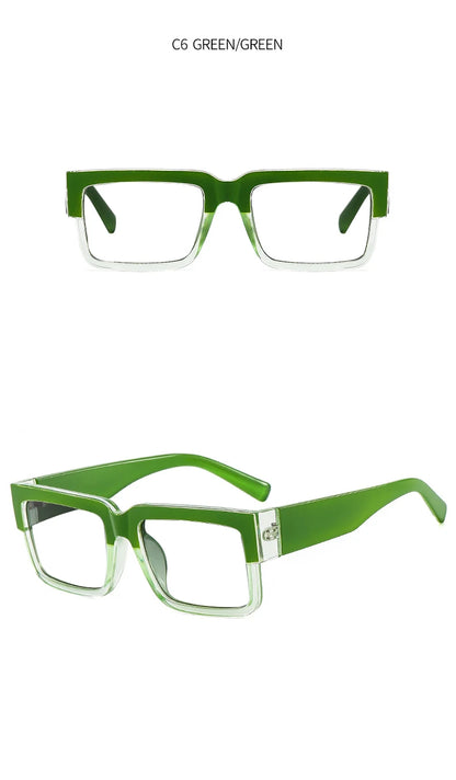 Gradient Green Square Reading Glasses Women Men Luxury Brand Small Frame Presbyopia Eyewear Anti Blue Light Prescription Glasses