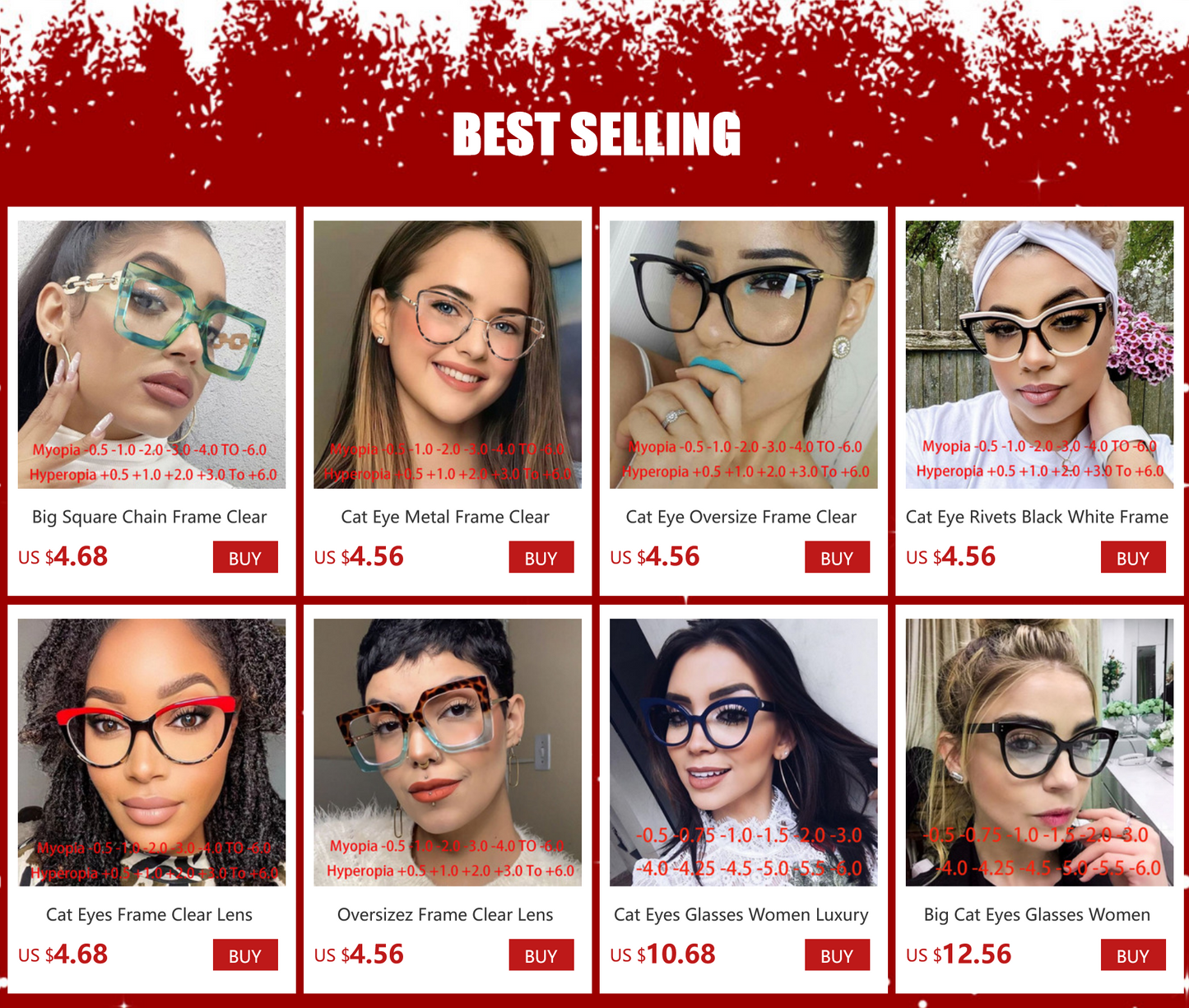 Retra Square Concave Frame Clear Lens Glasses Ultra Light Myopia Nerd Spectacles Degree 0 -0.5 -1.0 -2.0 -3.0 -4.0 to -6.0