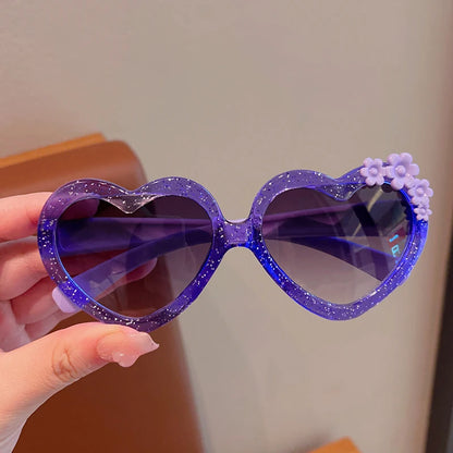 2023 Baby Girls Cute Acrylic Heart Shape Flowers UV400 Sunglasses Children Outdoor Sun Protection Sunglasses Kids Sun Glasses