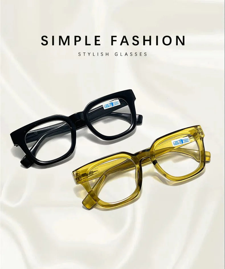 Men Vintage Square Reading Glasses Trendy Casual Ultra-light Presbyopia Eyeglasses Women Fashion Elegant High-definition Eyewear