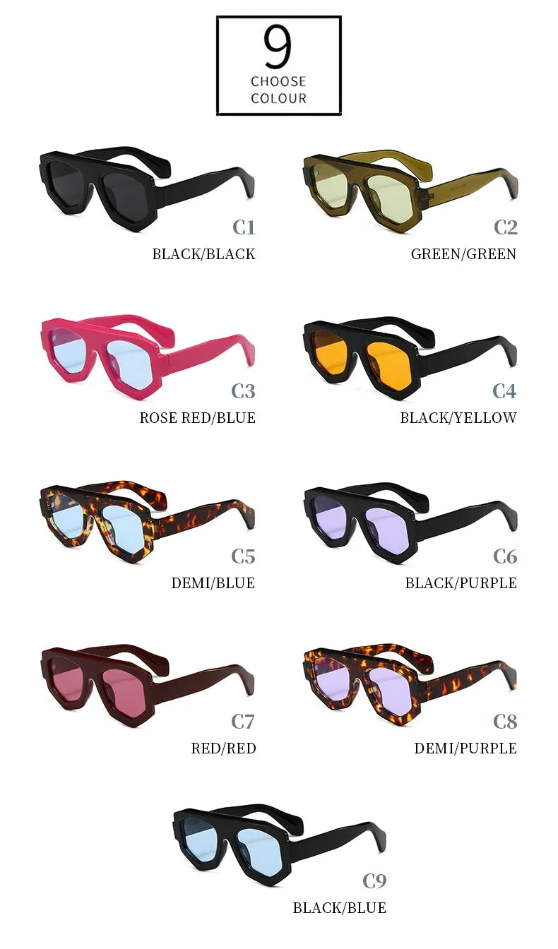 JNPCXI New Fashion Irregular Square Women Sunglasses Shades UV400 Retro Green Men Sun Glasses