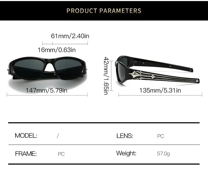 Y2K Fashion Cat Eye Sunglasses Women Men Luxury Brand Design Sun Glasses Popular Punk Hip Hop Rivet Star Eyeglasses Shades UV400