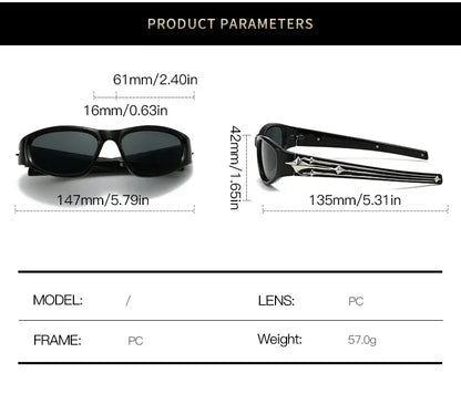 Y2K Fashion Cat Eye Sunglasses Women Men Luxury Brand Design Sun Glasses Popular Punk Hip Hop Rivet Star Eyeglasses Shades UV400
