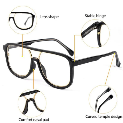 CATERSIDE Fashion Punk Reading Glasses Large Square Frames Design Man Women Casual Optical Frames Ideal Choice for Gifts