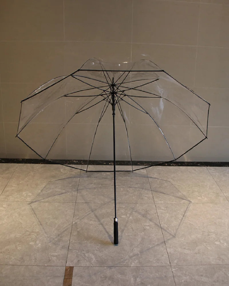 Eco-Friendly PVC Transparent Golf Umbrella,Wind-Resistant,Thick and Sturdy Long-Landled,Large-Sized Umbrella